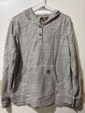 Carhartt Heather Gray Hooded Henley Pullover